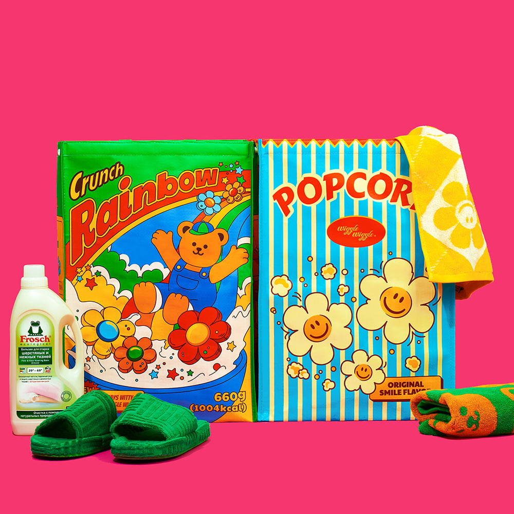 타포린 분리수거함 세트 - Cereal &amp; Popcorn